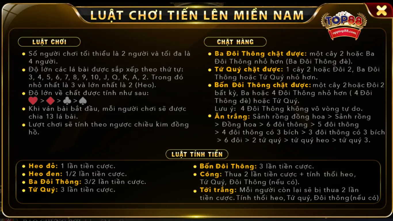 Tổng hợp các thuật ngữ tiến lên miền nam phổ biến